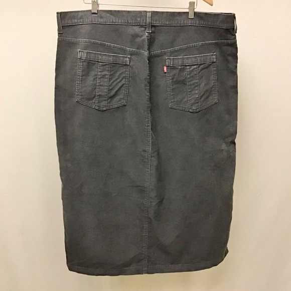 Levi’s 20W Corduroy Y2K Vintage Maxi Skirt Gray Pockets Logo 43” Waist - Picture 8 of 14
